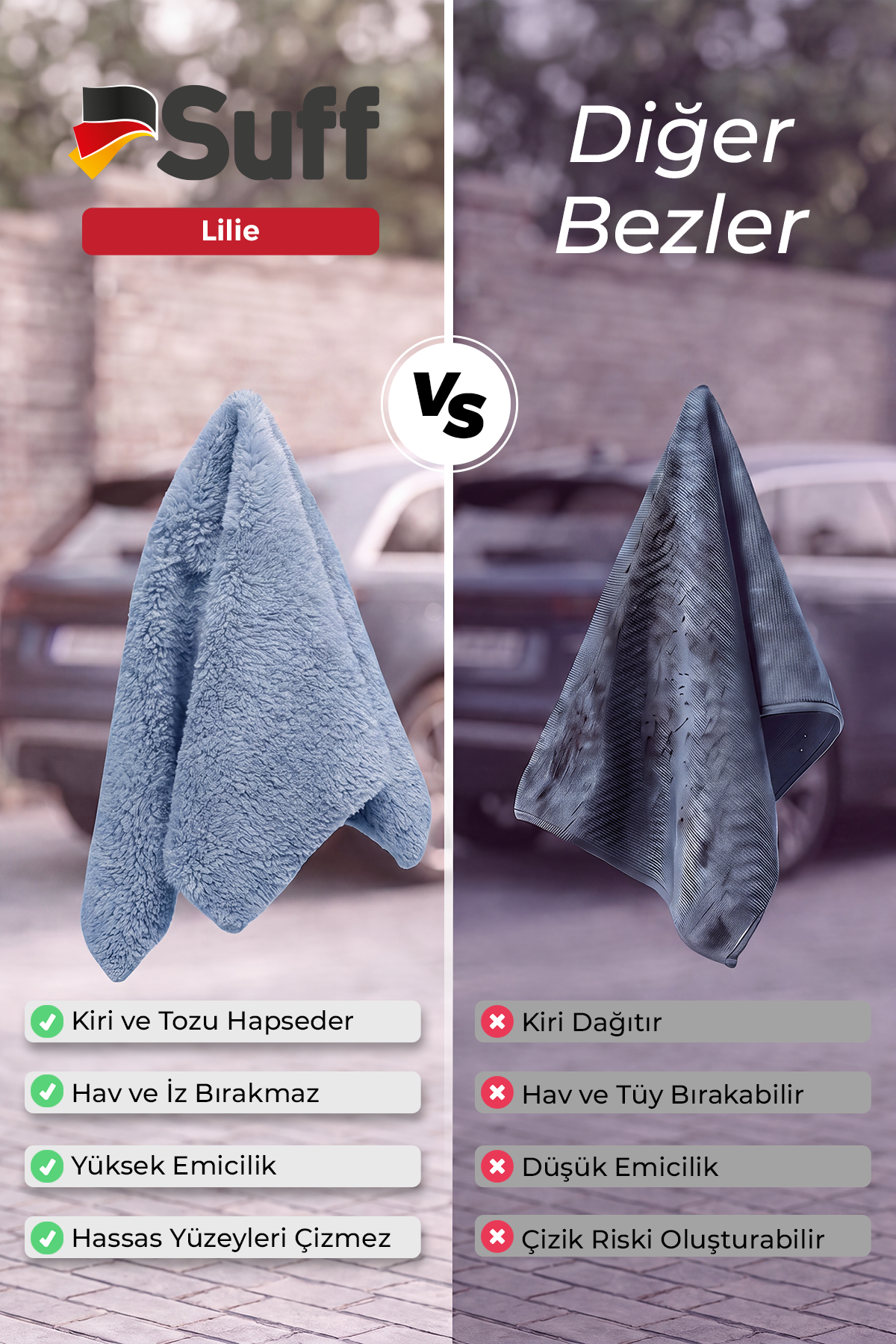 Suff Lilie Araç Temizlik Bezi     70x50 