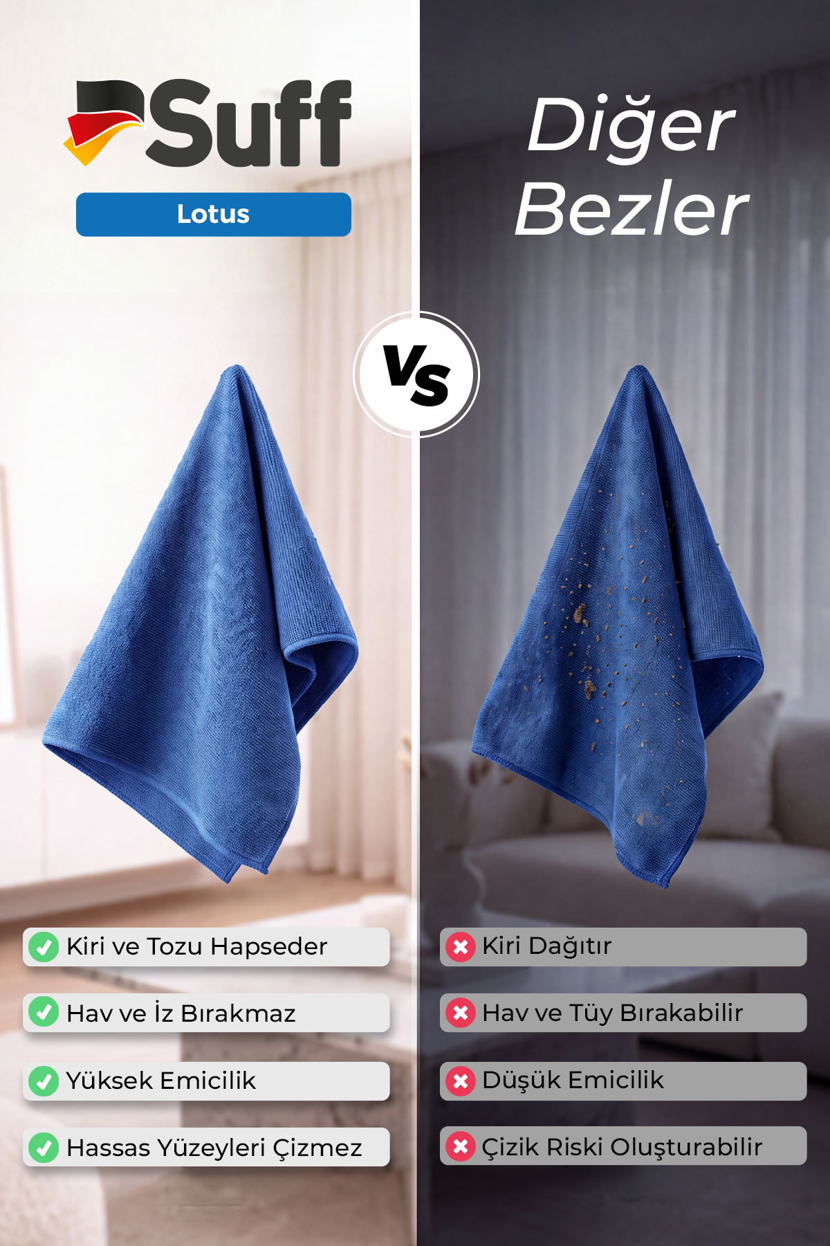 Suff Lotus Yüzey Temizlik Bezi  40x40 