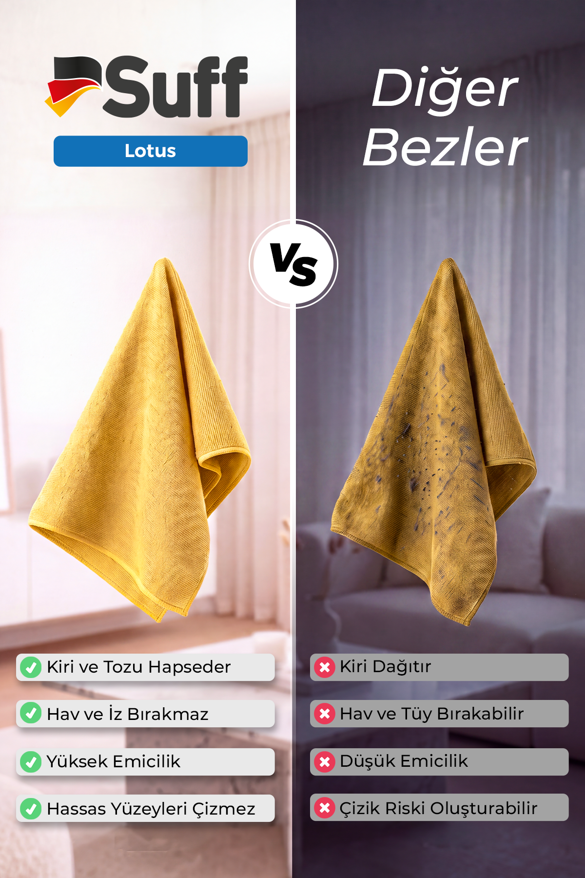 Suff Lotus Yüzey Temizlik Bezi  40x40 