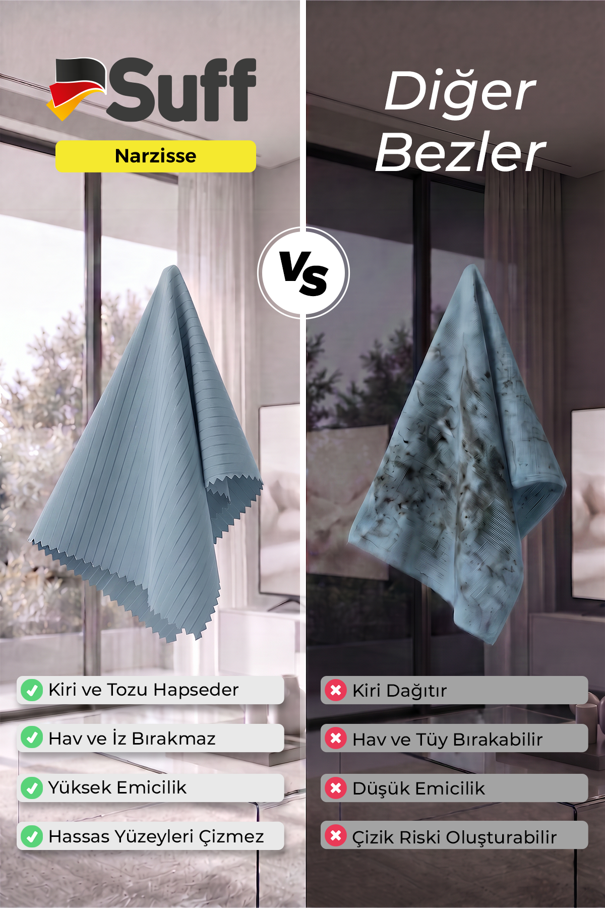 Suff Narzisse Hassas Yüzey Bezi 50x40