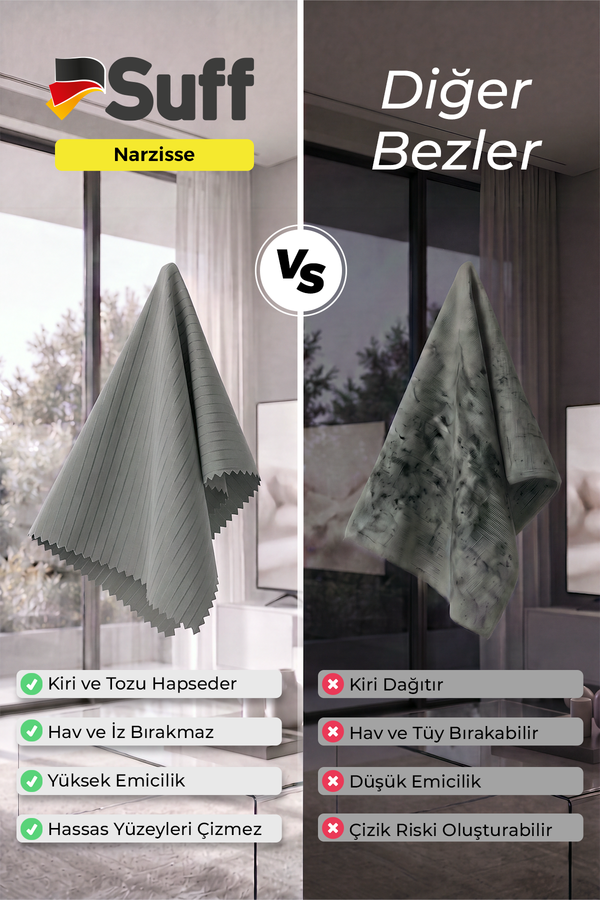 Suff Narzisse Hassas Yüzey Bezi 50x40