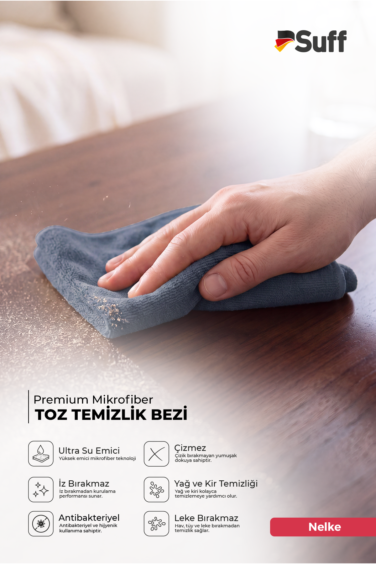 Suff Nelke Genel Temizlik Bezi  40x40 