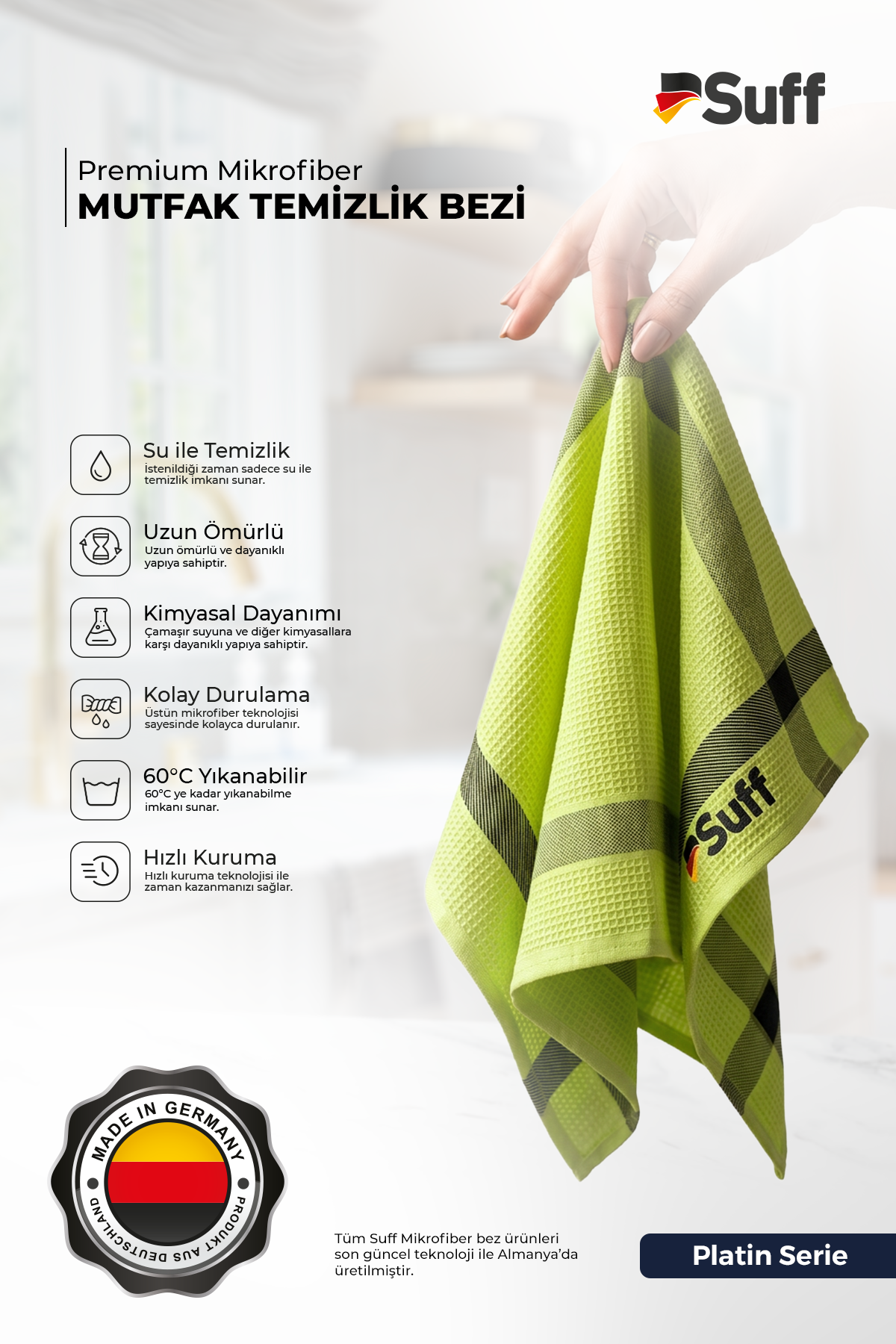 Suff Platin Mikrofiber Mutfak Bezi 60x40 cm