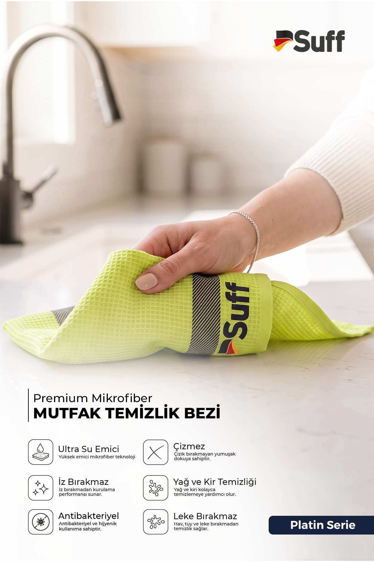 Suff Platin Mikrofiber Mutfak Bezi 60x40 cm