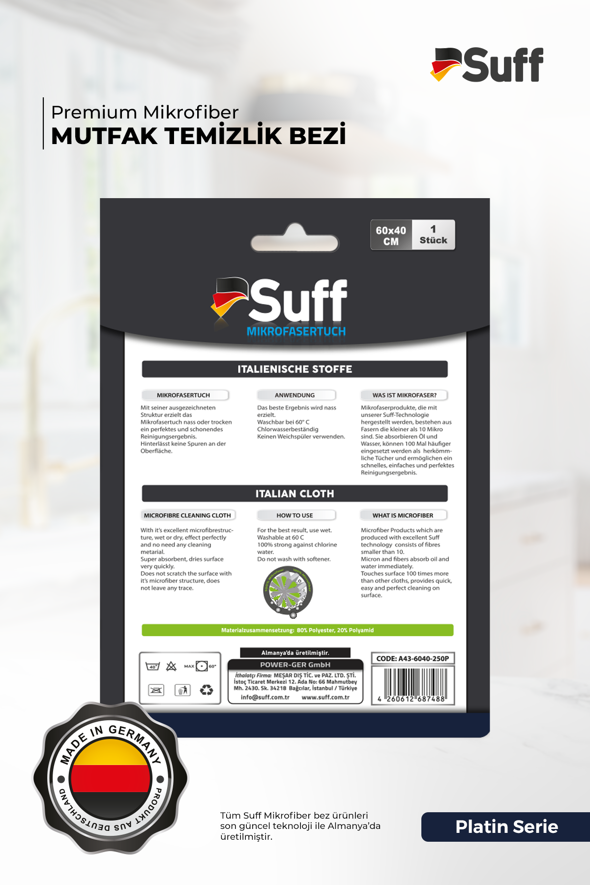 Suff Platin Mikrofiber Mutfak Bezi 60x40 cm