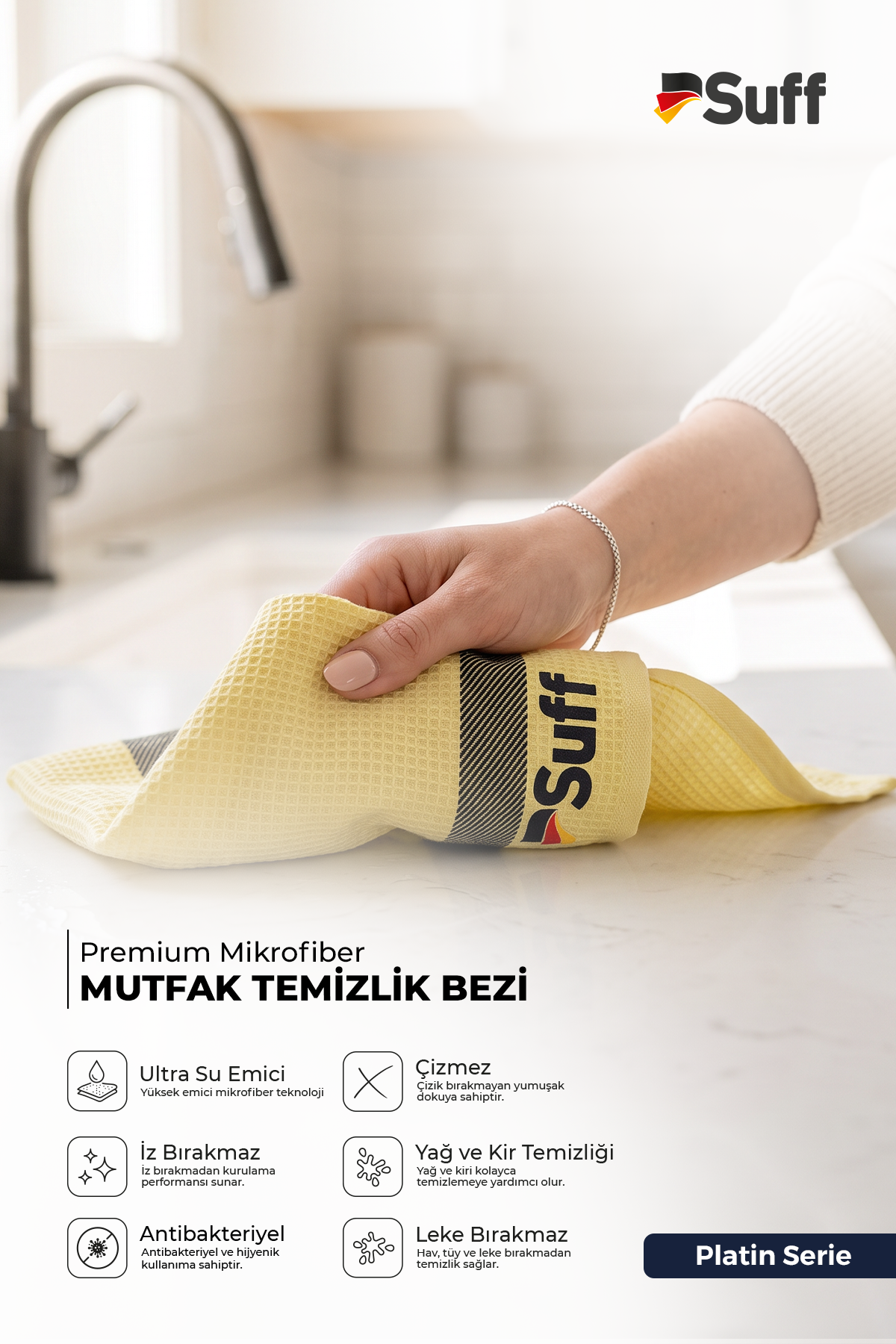 Suff Platin Mikrofiber Mutfak Bezi 60x40 cm