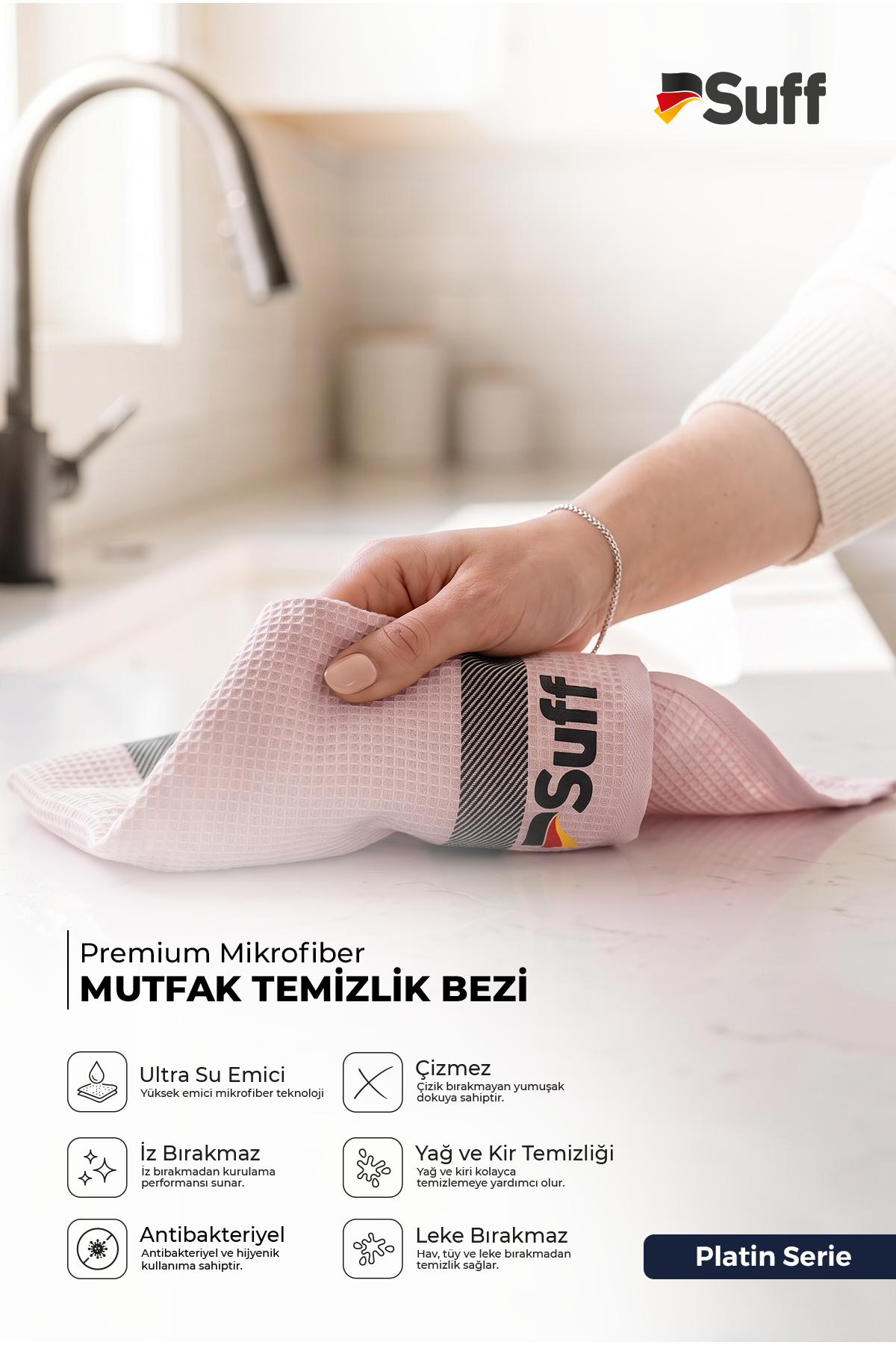 Suff Platin Mikrofiber Mutfak Bezi 60x40 cm