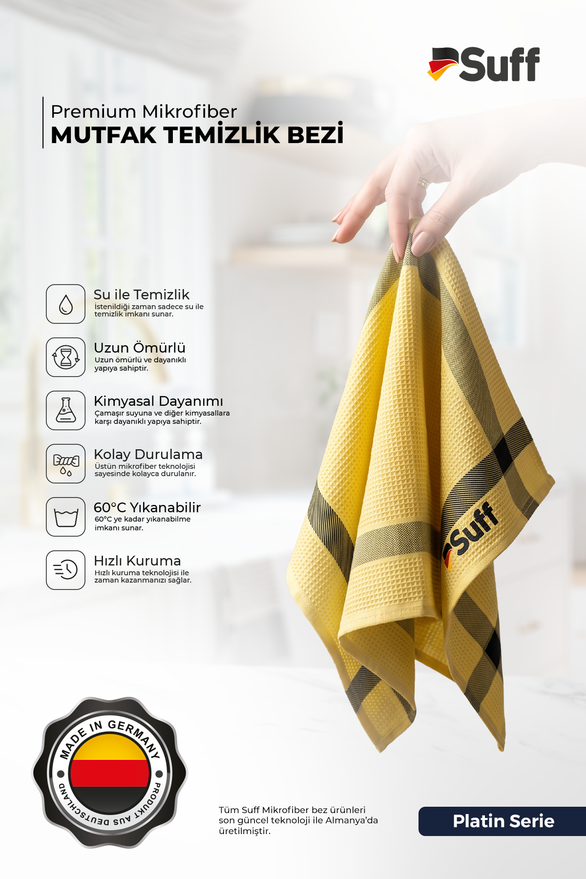 Suff Platin Mikrofiber Mutfak Bezi 60x40 cm