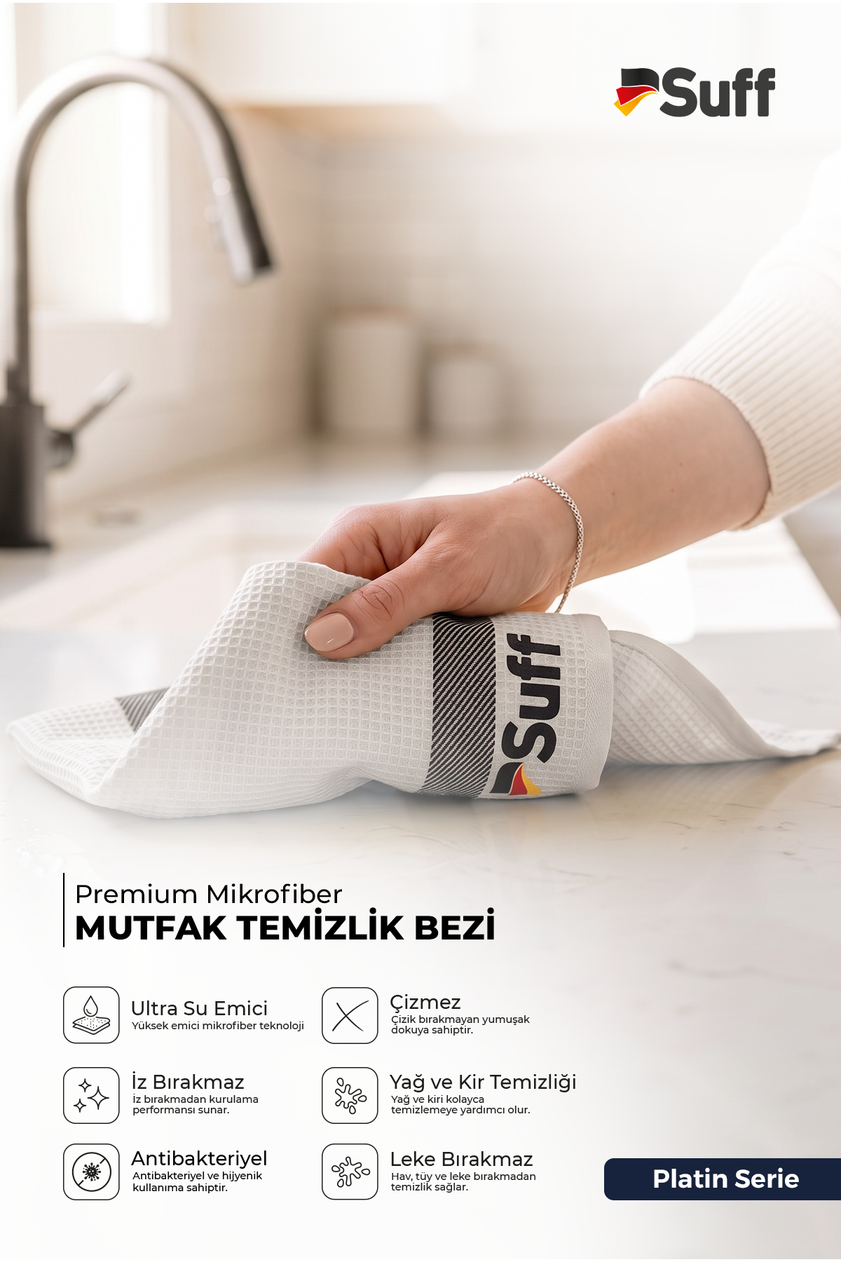 Suff Platin Mikrofiber Mutfak Bezi 60x40 cm