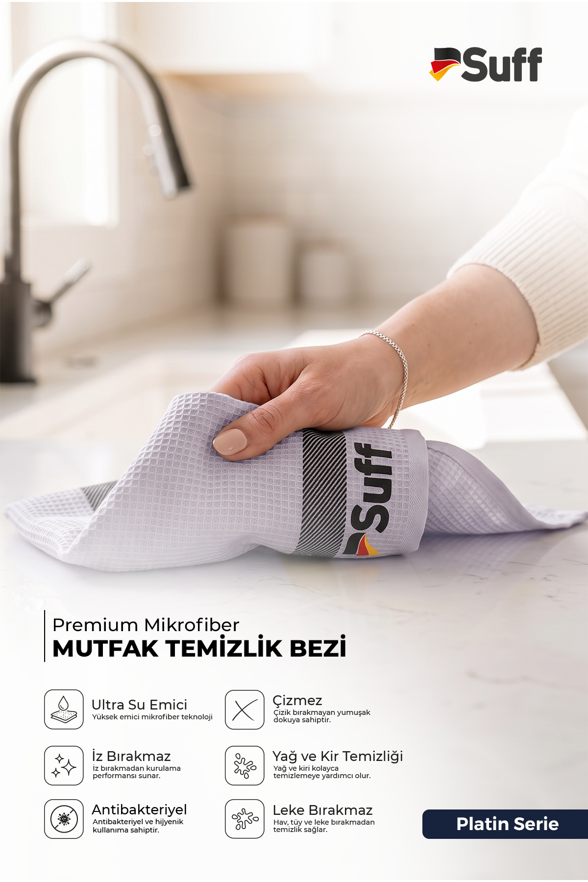Suff Platin Mikrofiber Mutfak Bezi 60x40 cm
