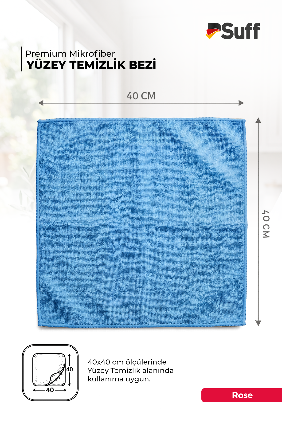Suff Rose Yüzey Bezi 40x40 - 4260612680076 ( Mavi - 40x40 )