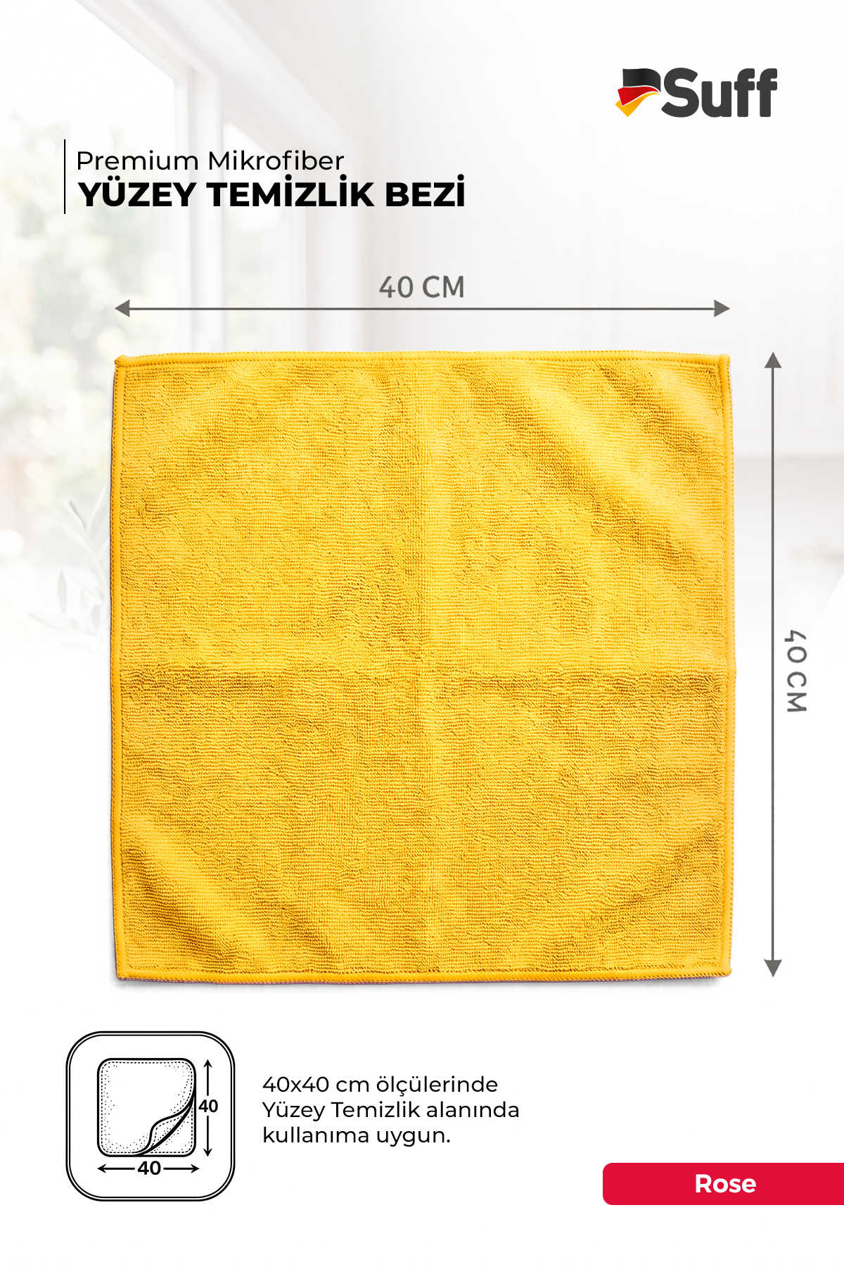 Suff Rose Yüzey Bezi 40x40 - 4260612680076 ( Sarı - 40x40 )