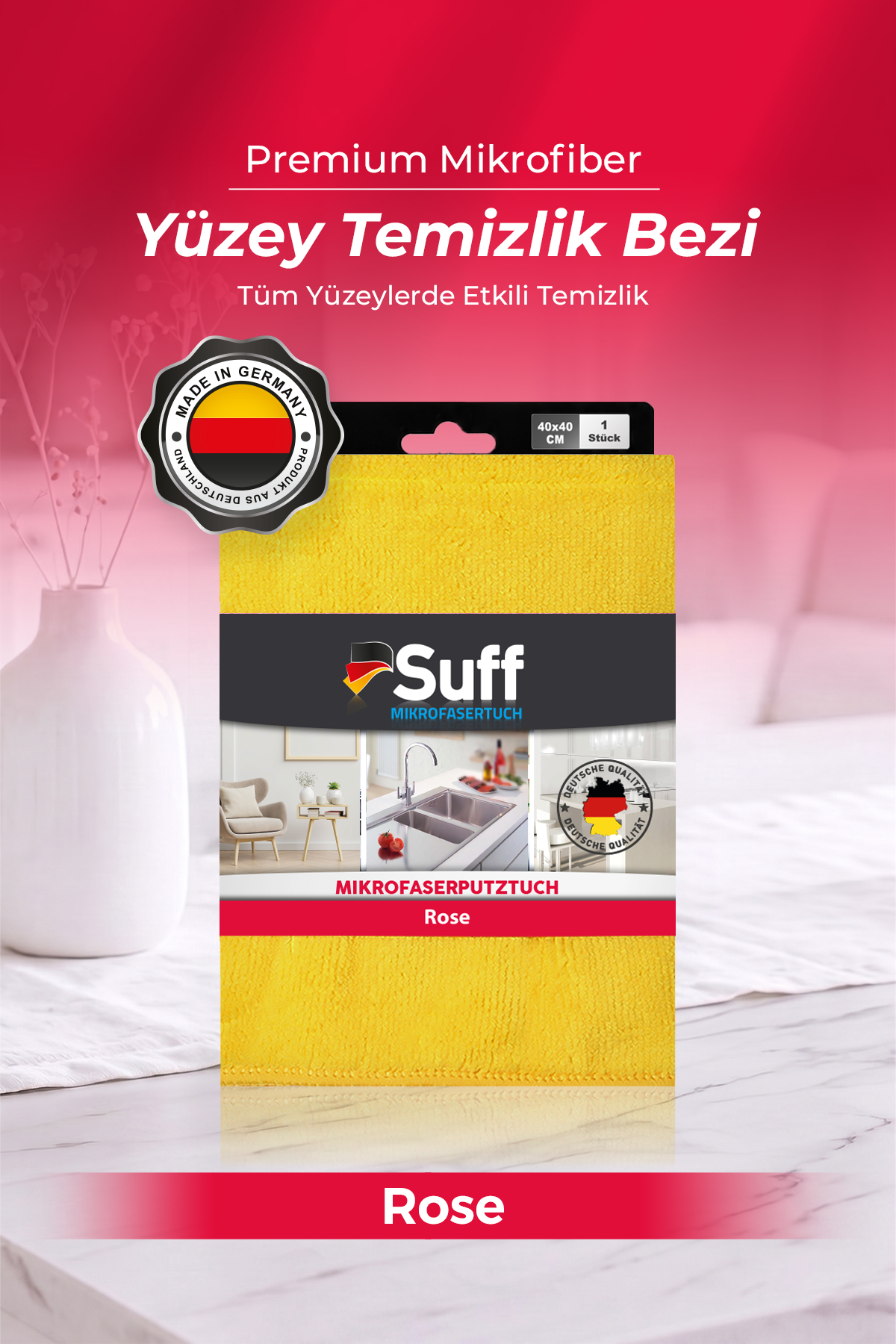 Suff Rose Yüzey Bezi 40x40 - 4260612680076 ( Sarı - 40x40 )