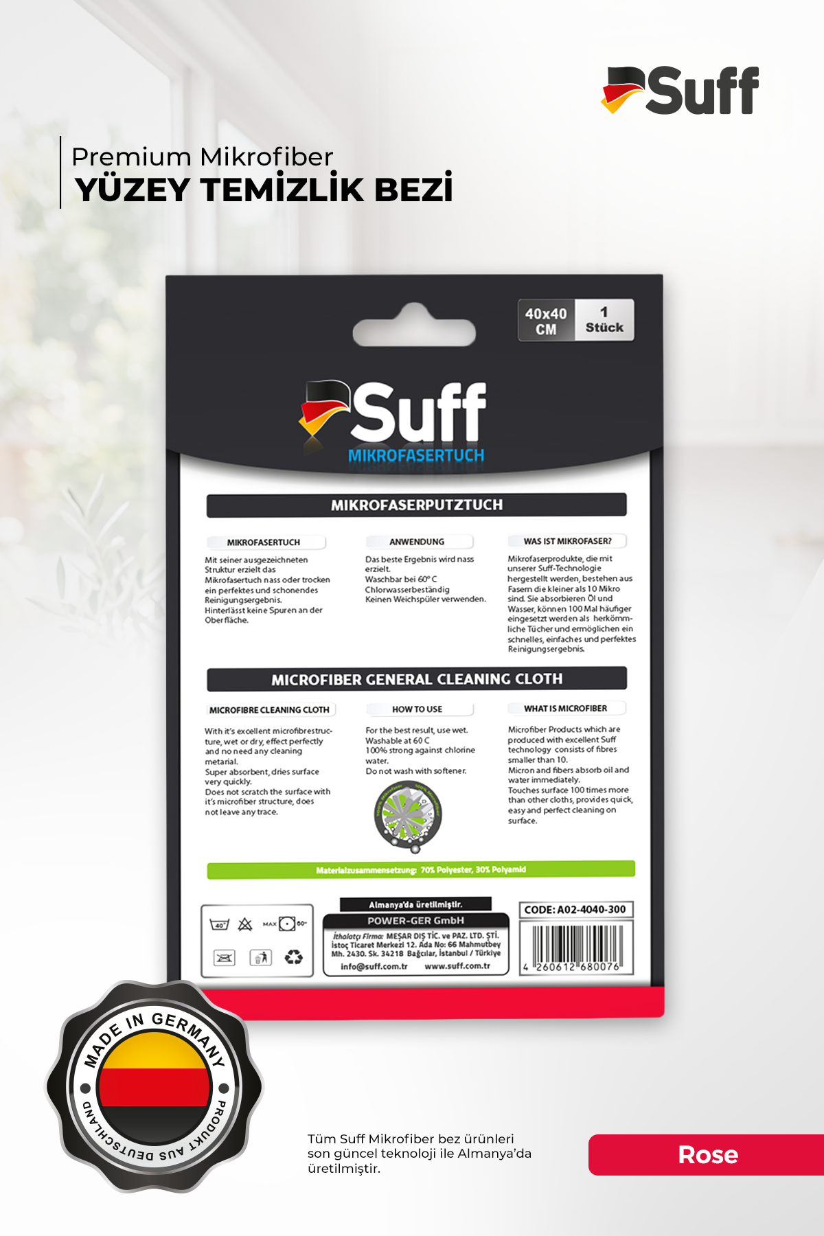 Suff Rose Yüzey Bezi 40x40 - 4260612680076 ( Mavi - 40x40 )
