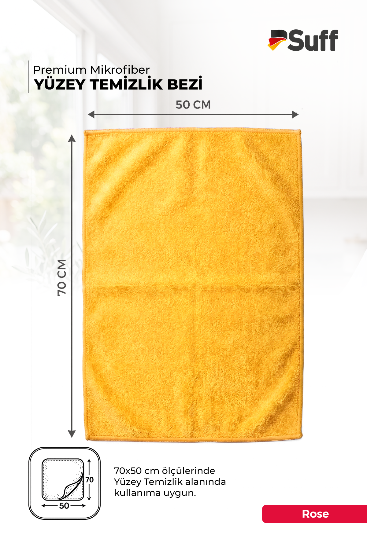 Suff Rose Yüzey Bezi 70x50 - 4260612680083 ( Sarı - 70x50 )