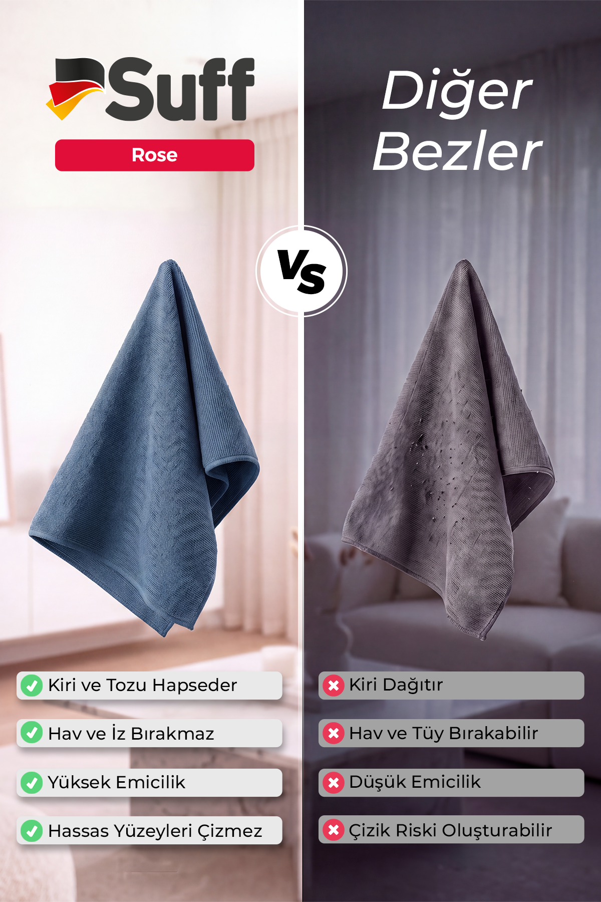 Suff Rose Yüzey Bezi  70x50