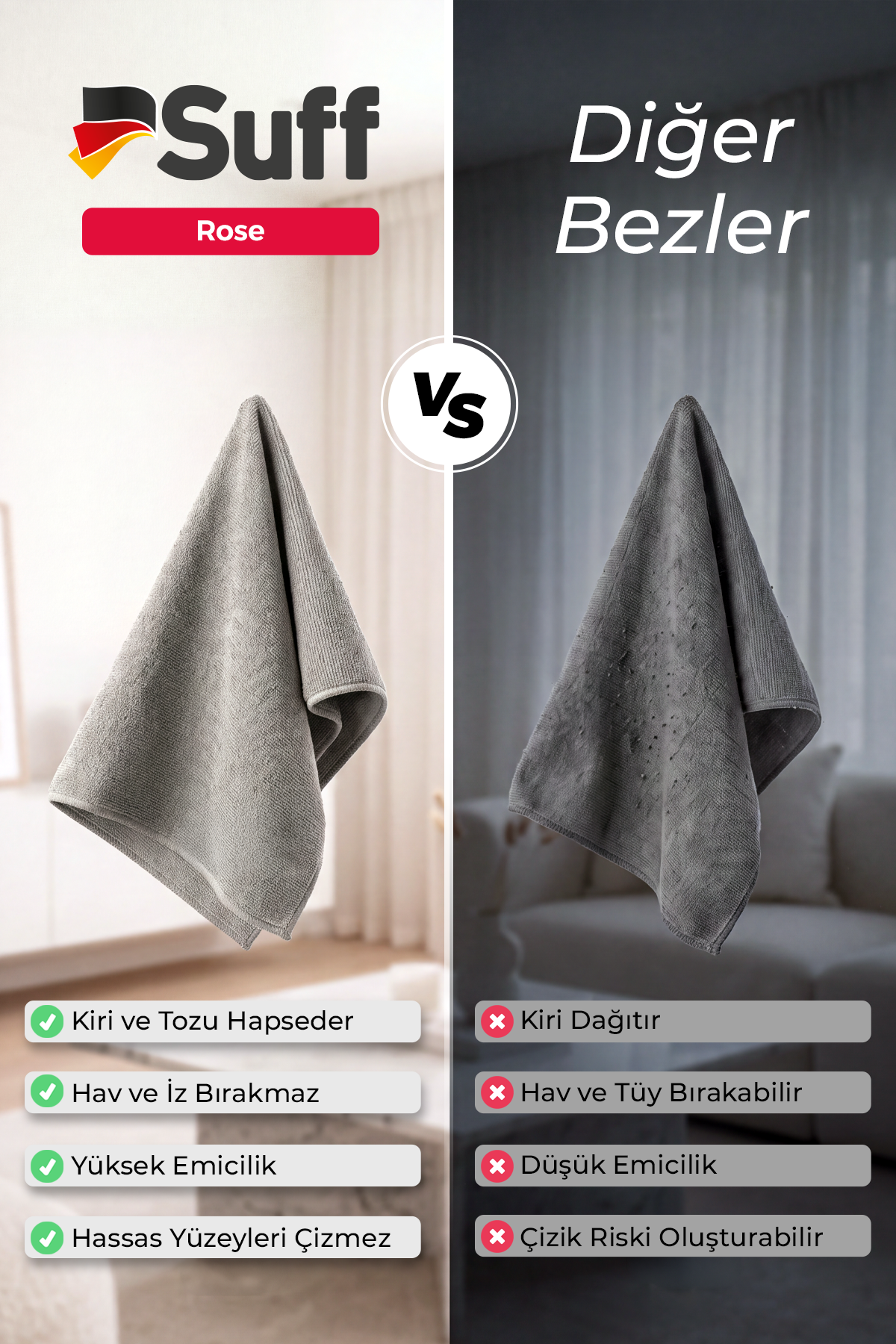 Suff Rose Yüzey Bezi  70x50