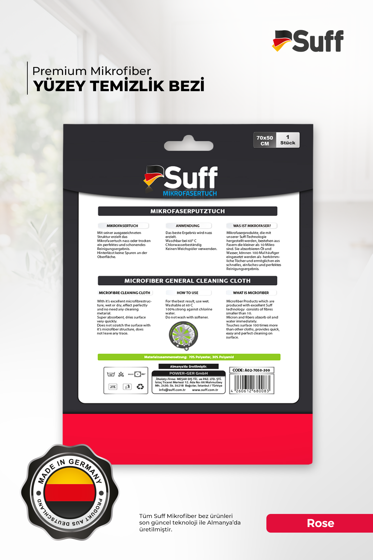 Suff Rose Yüzey Bezi 70x50 - 4260612680083 ( Yeşil - 70x50 )