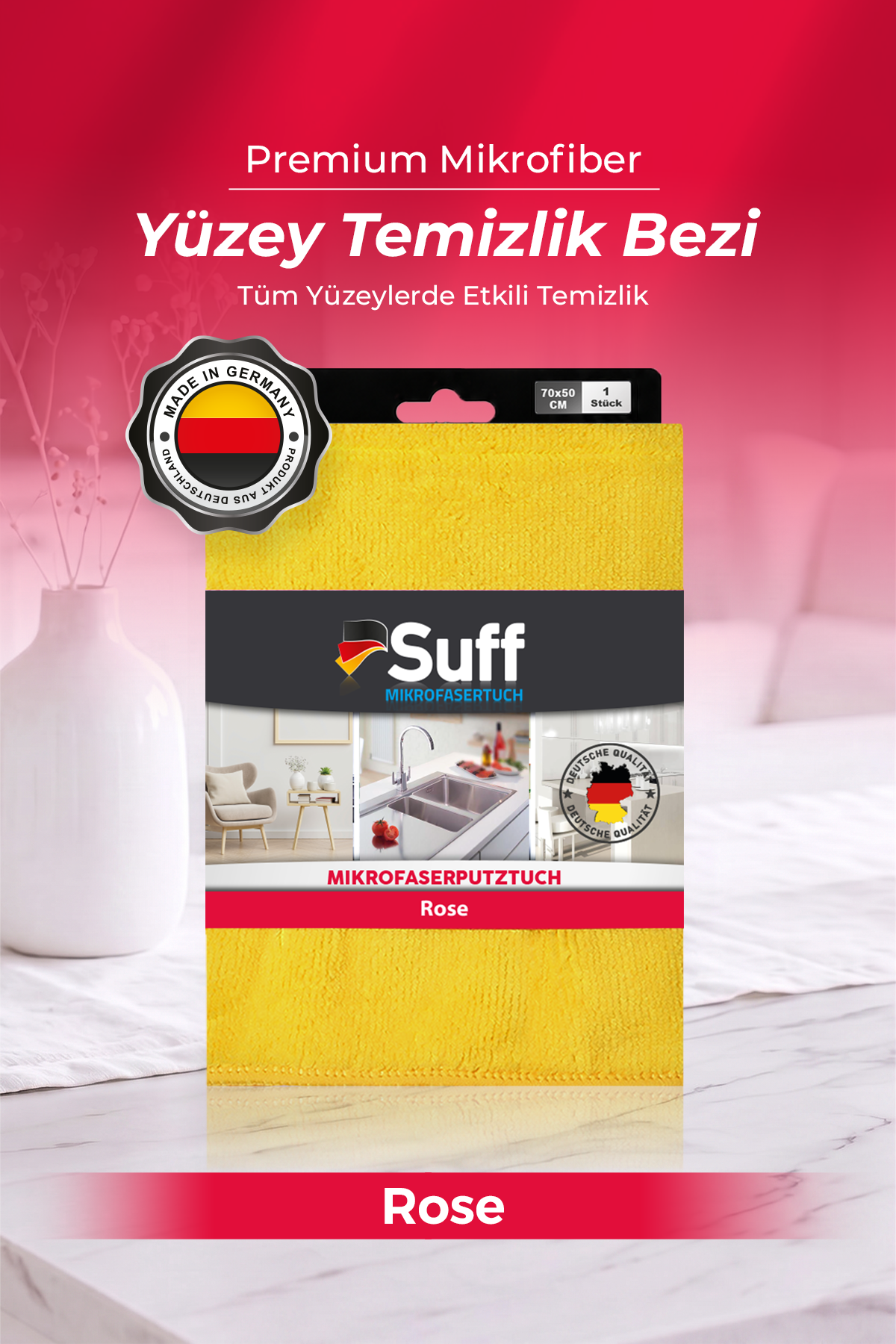 Suff Rose Yüzey Bezi 70x50 - 4260612680083 ( Sarı - 70x50 )
