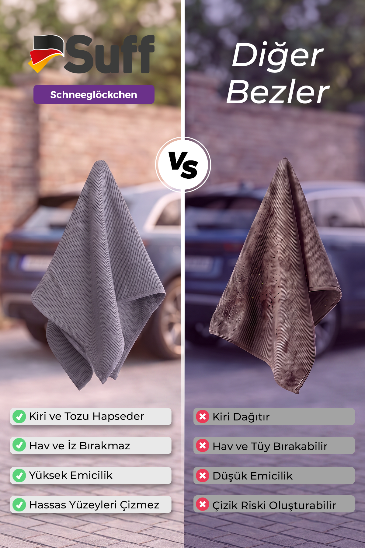Suff Schneeglöckchen Araç Temizlik Bezi 70x50