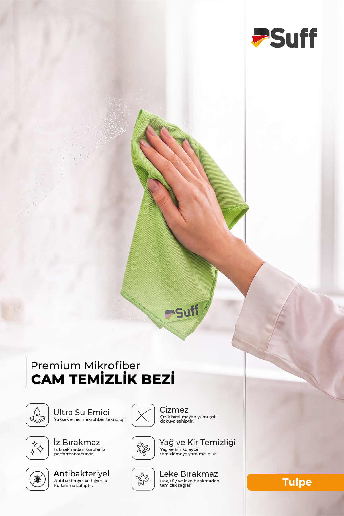 Suff Tulpe Cam Temizleme Bezi 40x40