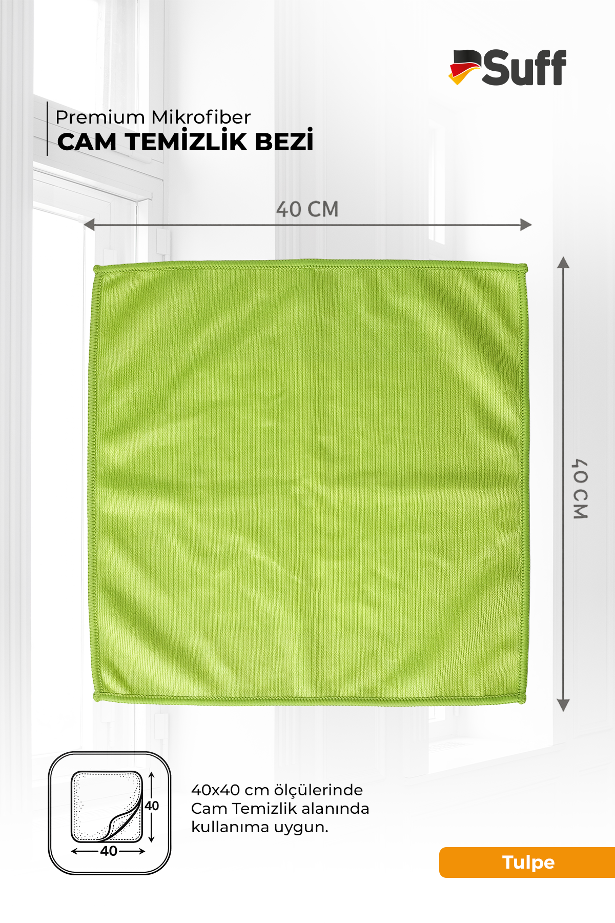 Suff Tulpe Cam Temizleme Bezi 40x40
