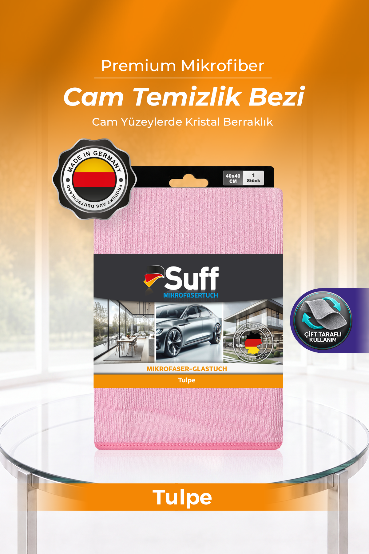 Suff Tulpe Cam Temizleme Bezi 40x40