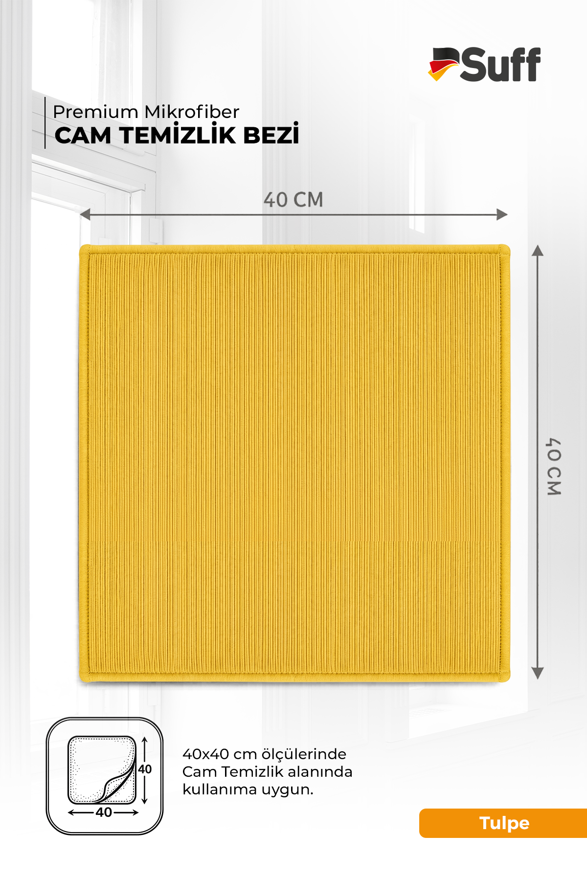 Suff Tulpe Cam Temizleme Bezi 40x40