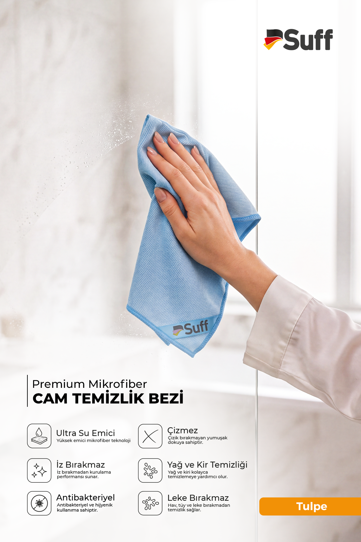 Suff Tulpe Cam Temizleme Bezi 40x40