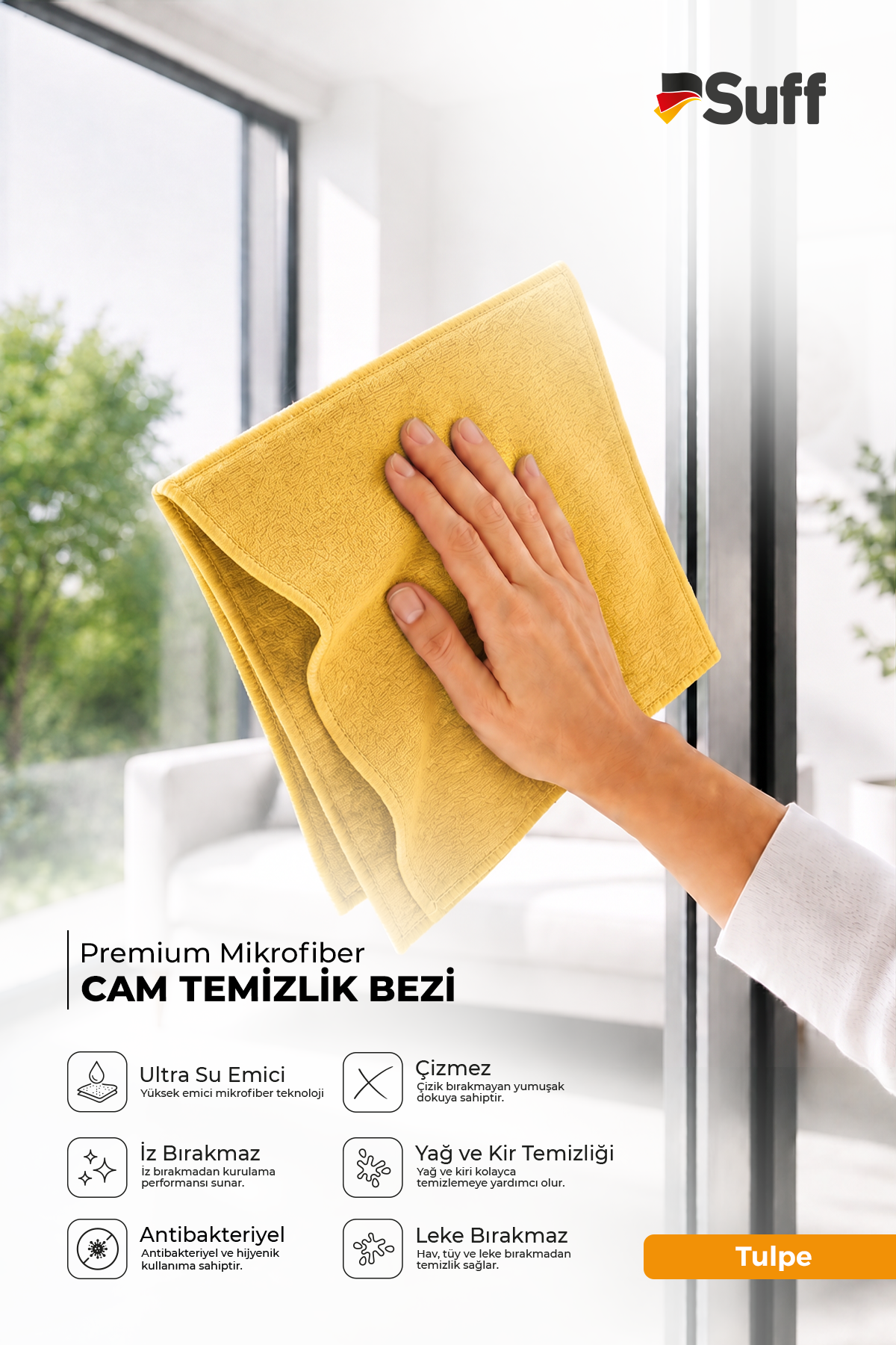 Suff Tulpe Cam Temizleme Bezi 40x40