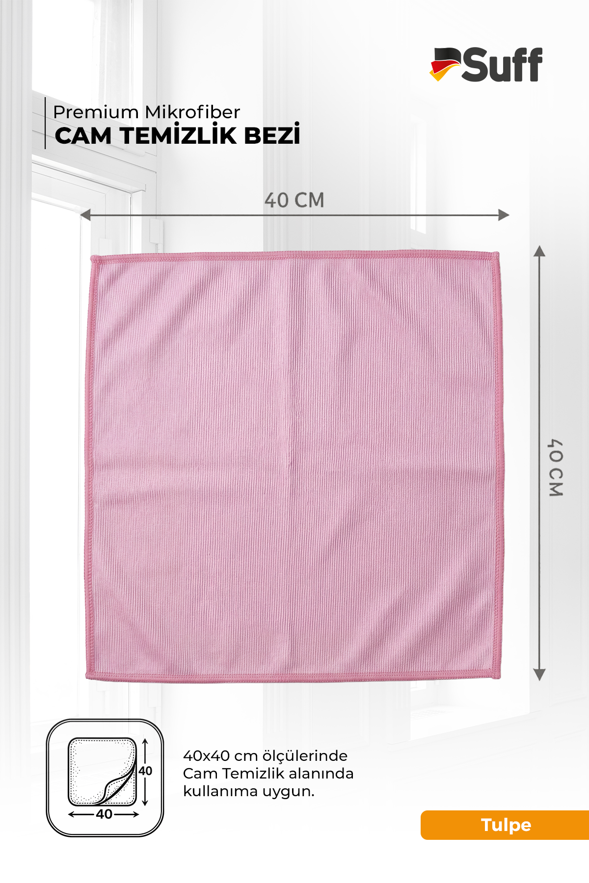 Suff Tulpe Cam Temizleme Bezi 40x40