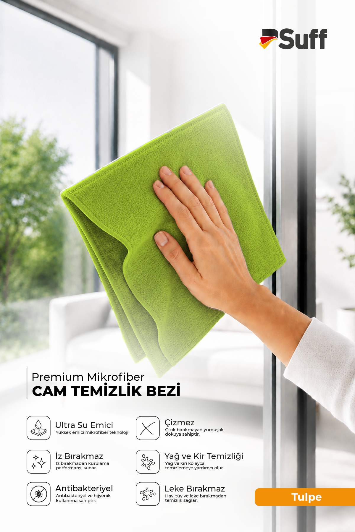Suff Tulpe Cam Temizleme Bezi 40x40