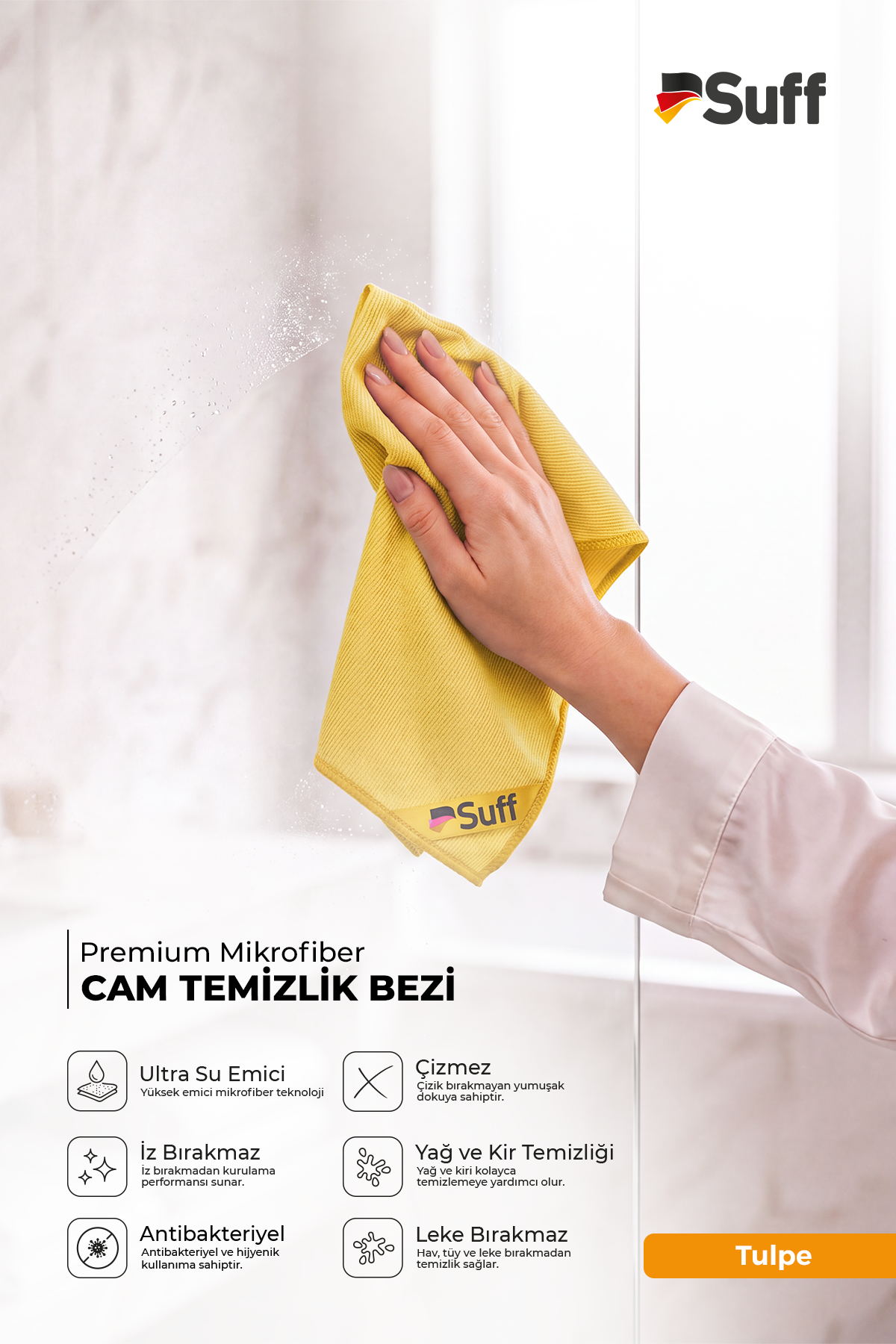 Suff Tulpe Cam Temizleme Bezi 40x40