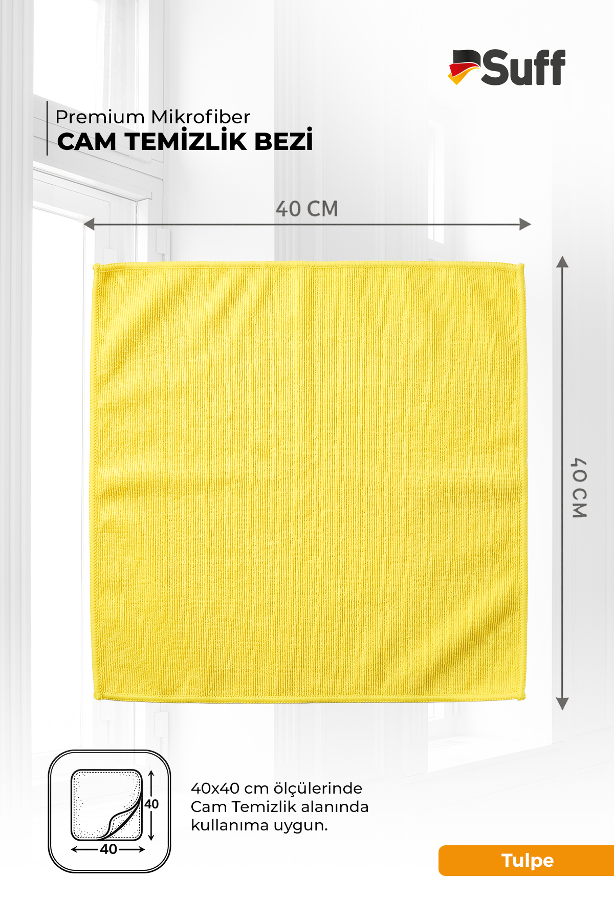 Suff Tulpe Cam Temizleme Bezi 40x40