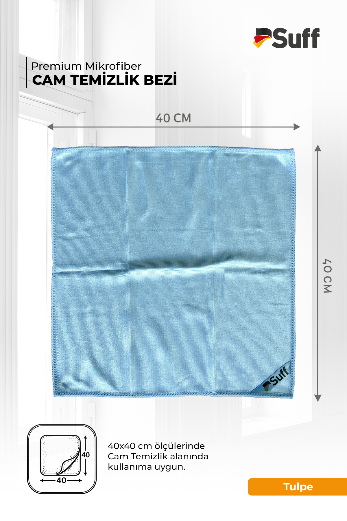 Suff Tulpe Cam Temizleme Bezi 40x40