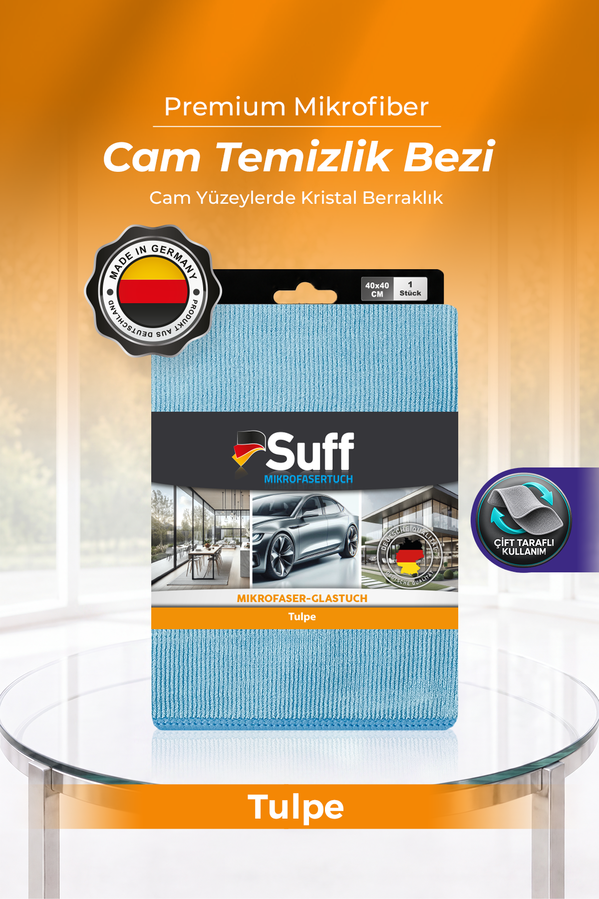 Suff Tulpe Cam Temizleme Bezi 40x40