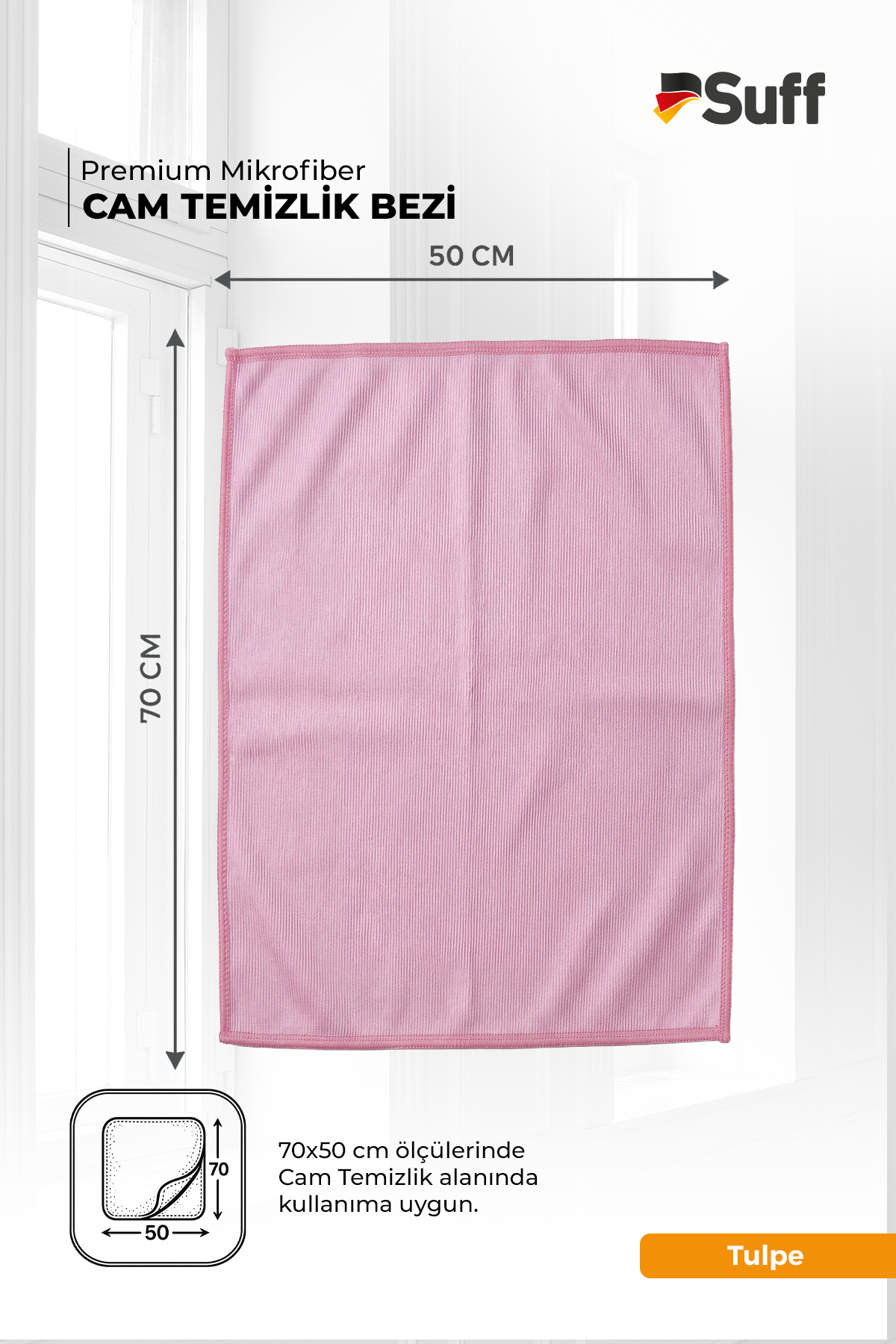 Suff Tulpe Cam Temizleme Bezi 70x50