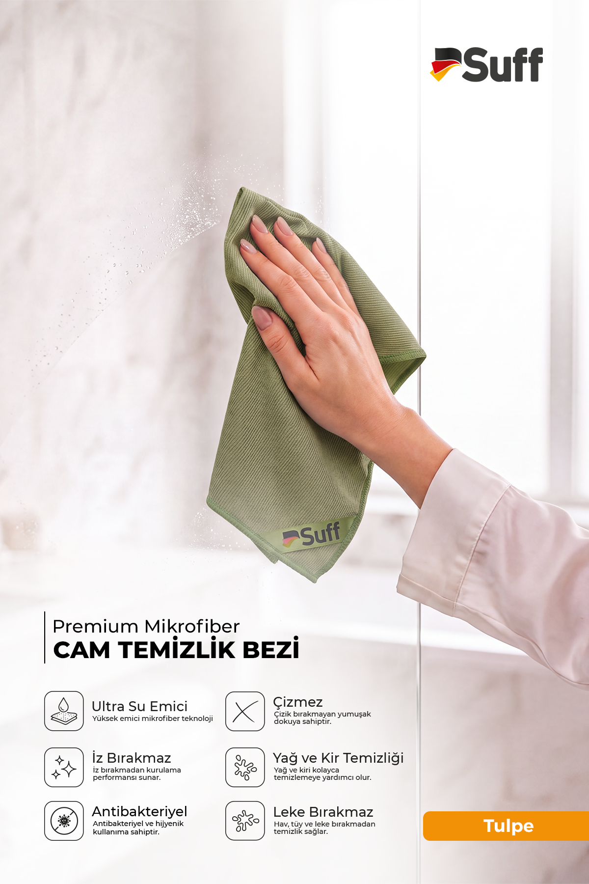 Suff Tulpe Cam Temizleme Bezi 70x50