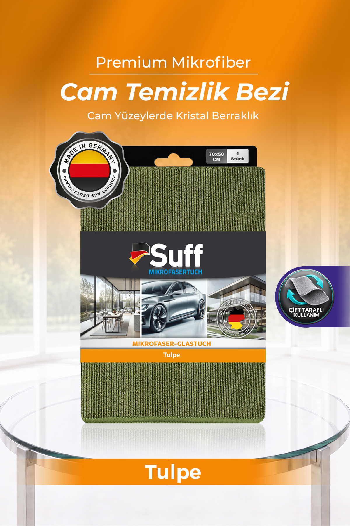 Suff Tulpe Cam Temizleme Bezi 70x50
