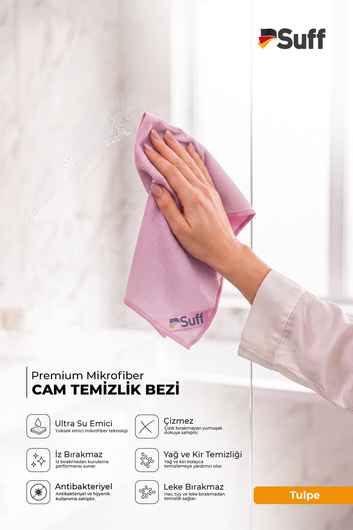 Suff Tulpe Cam Temizleme Bezi 70x50