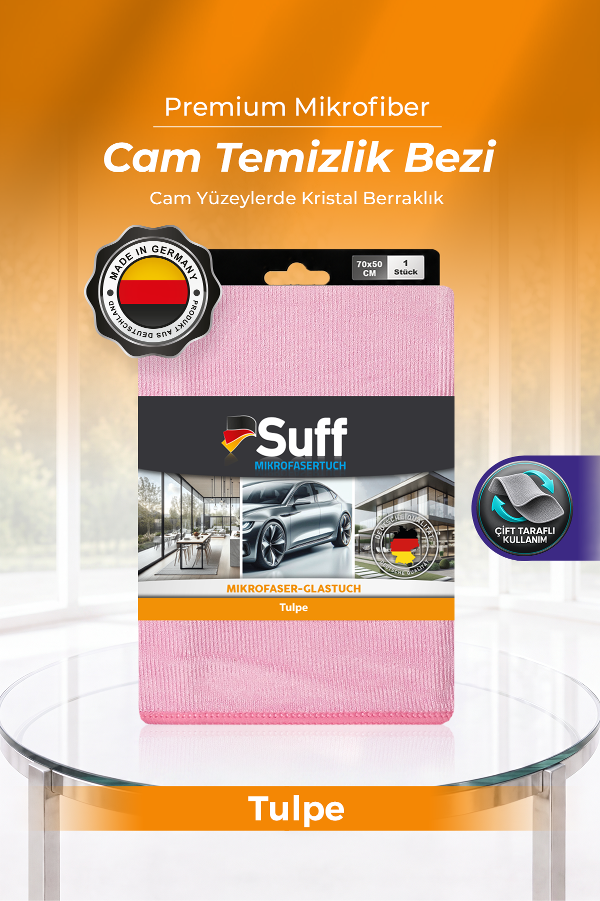 Suff Tulpe Cam Temizleme Bezi 70x50
