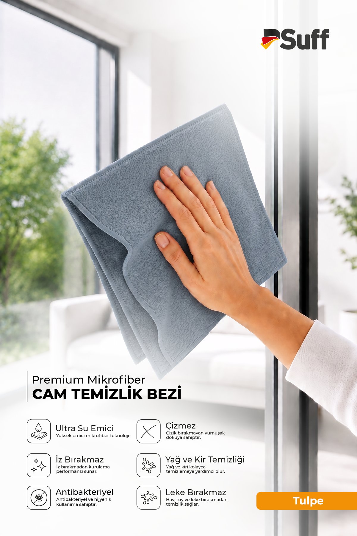 Suff Tulpe Cam Temizleme Bezi 70x50