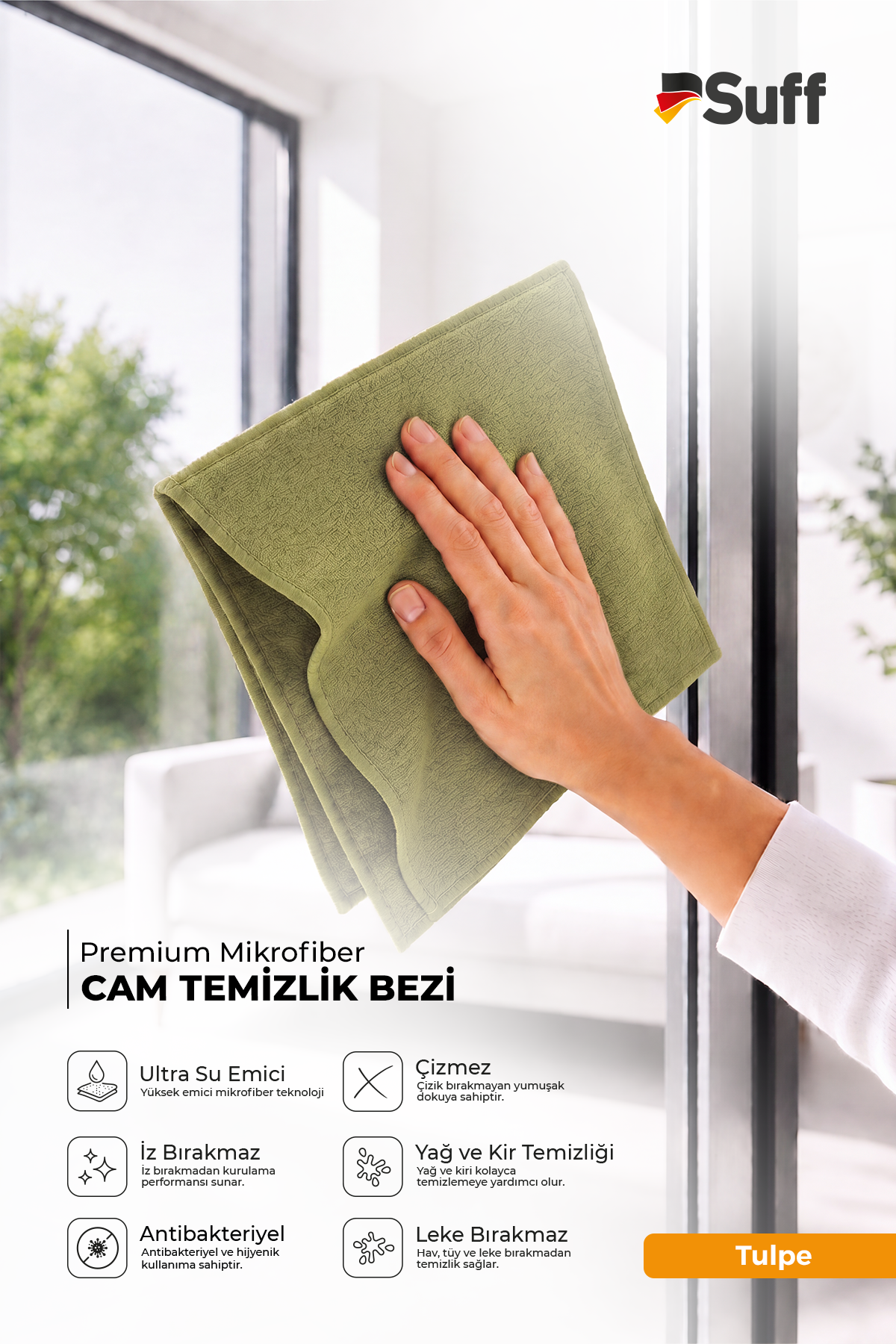 Suff Tulpe Cam Temizleme Bezi 70x50