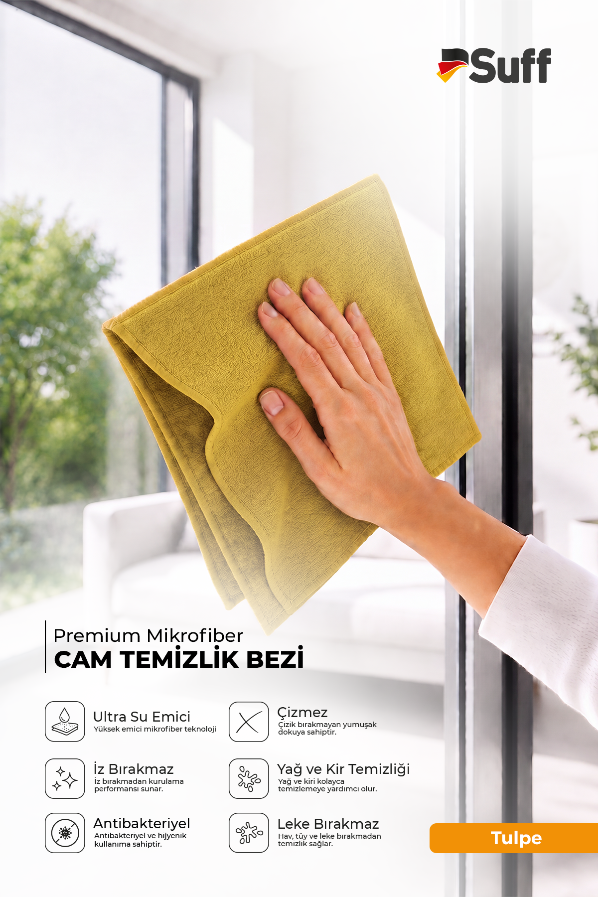 Suff Tulpe Cam Temizleme Bezi 70x50
