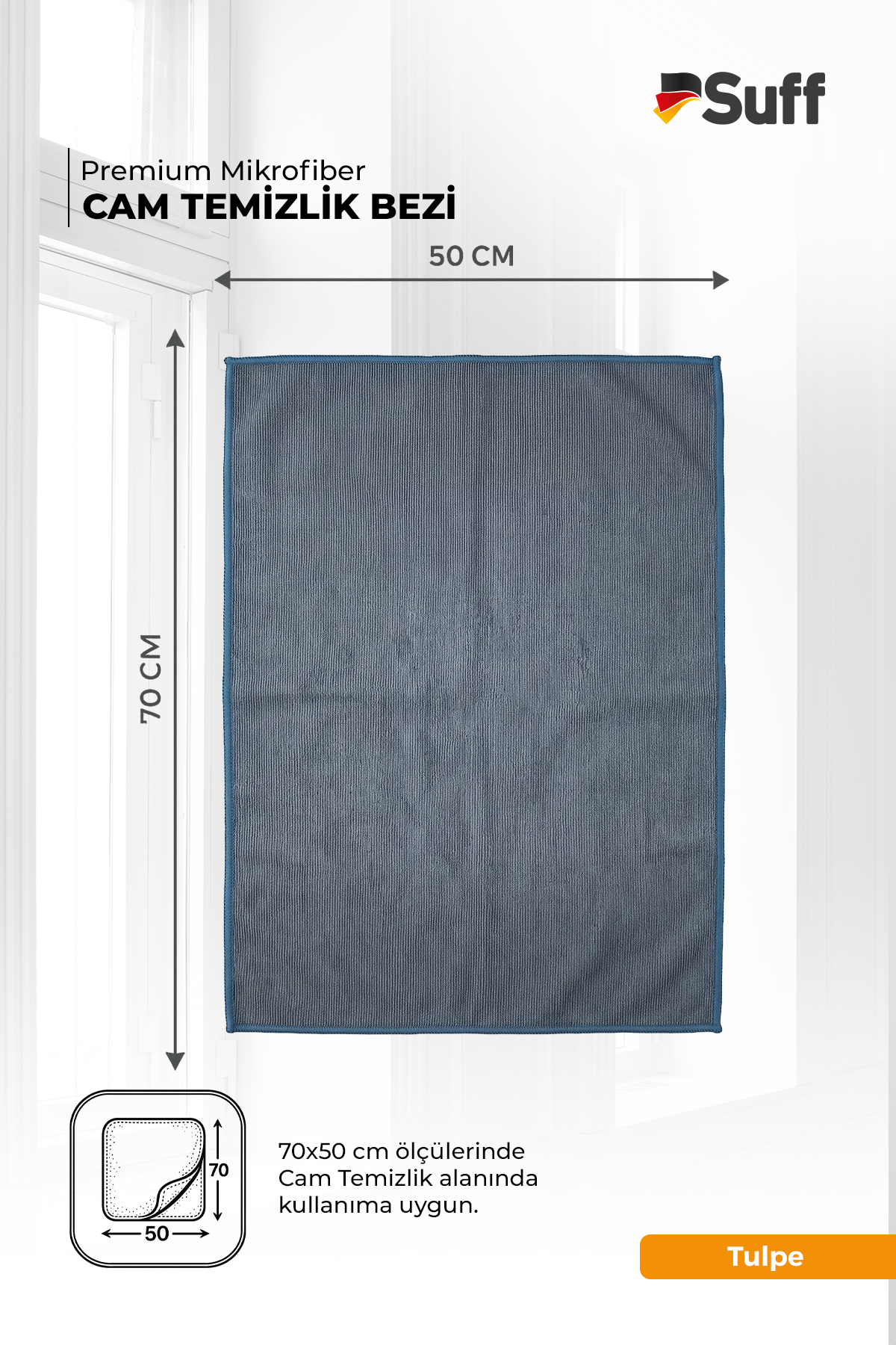 Suff Tulpe Cam Temizleme Bezi 70x50