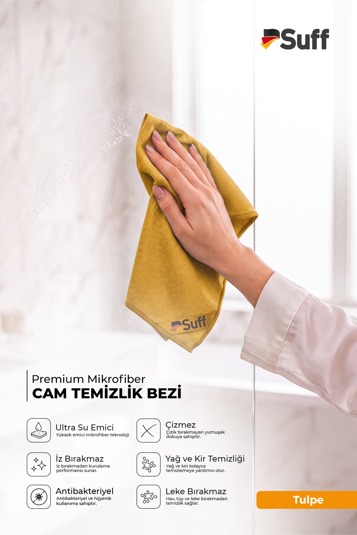 Suff Tulpe Cam Temizleme Bezi 70x50