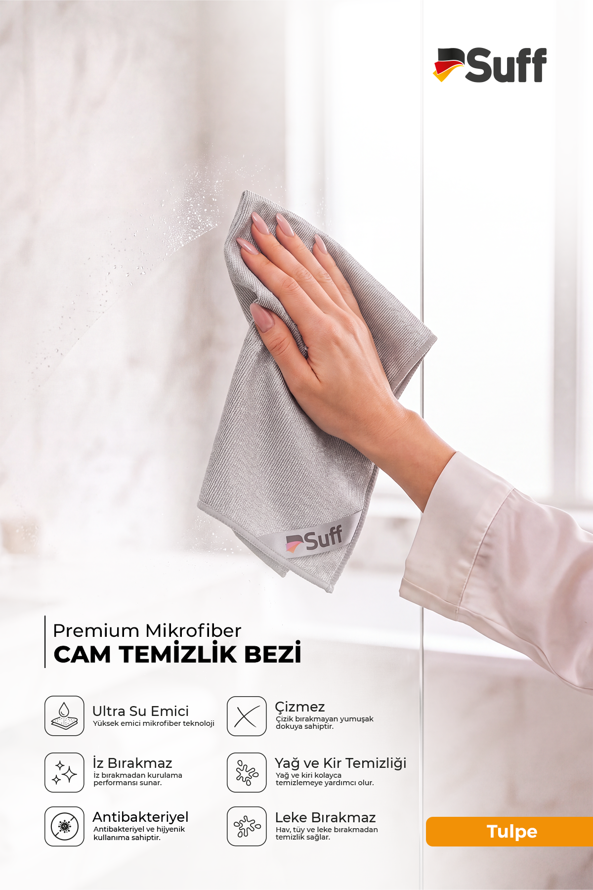 Suff Tulpe Cam Temizleme Bezi 70x50