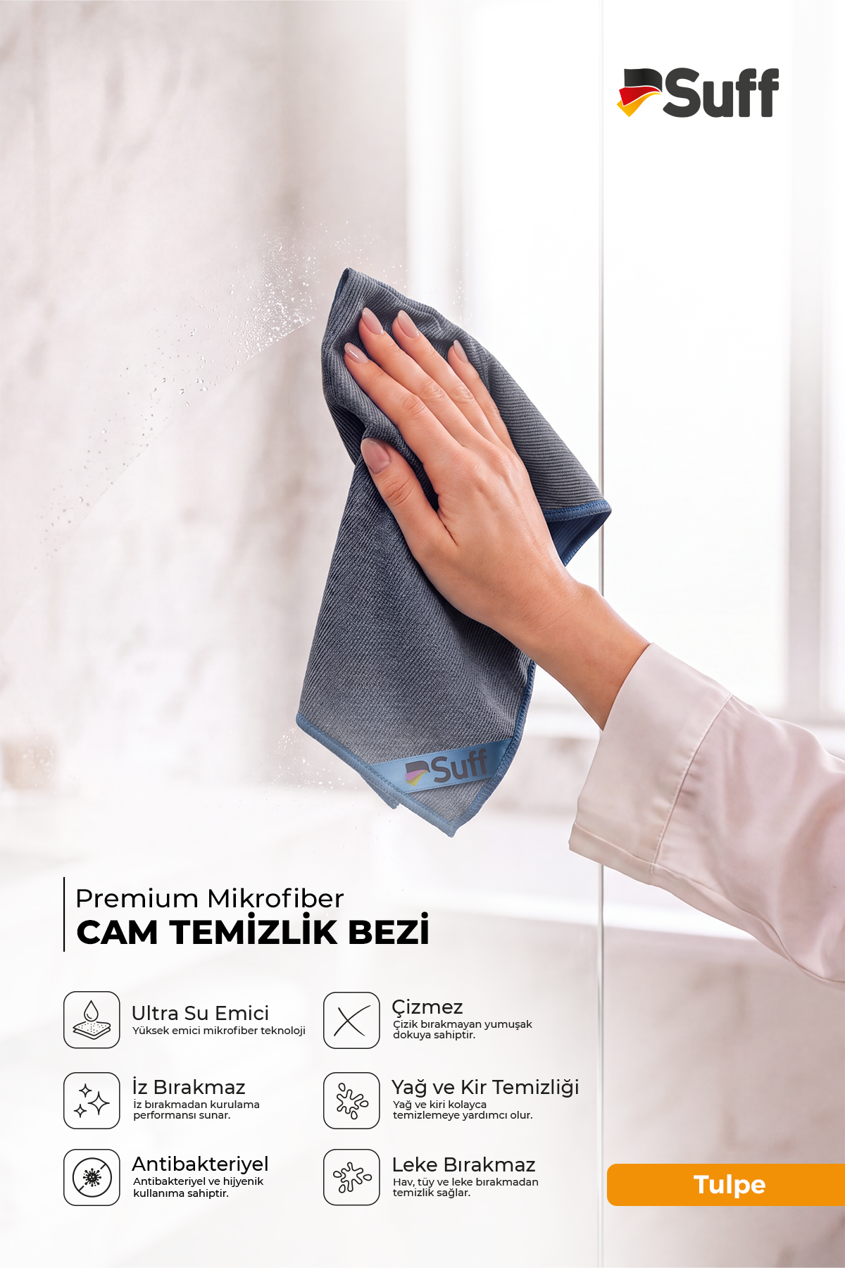 Suff Tulpe Cam Temizleme Bezi 70x50