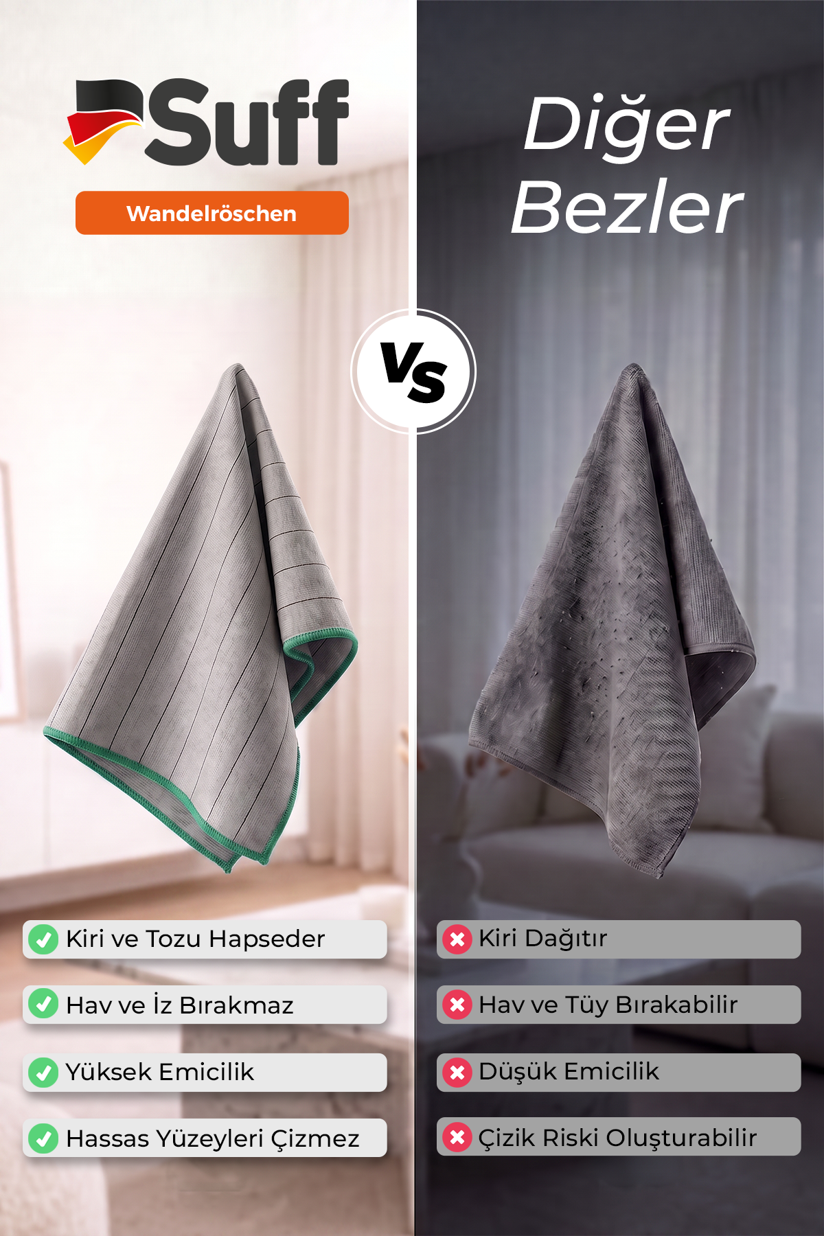Suff Wandelröschen Yüzey Temizlik Bezi 40x40