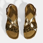  Leopar Kadın Toka Detaylı Nubuk Sandalet